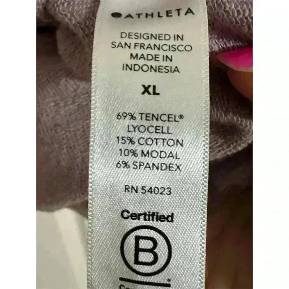 Athleta Sweatshirt Large Studio to Street Splatter Purple Print Activewear - Picture 7 of 9